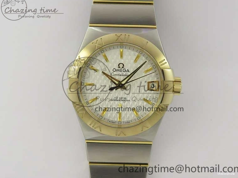 0303 Constellation 38mm SS YG VSF 1:1 Best Edition White Textured Dial on SS YG Bracelet A8500 Super Clone Upgraded 7922